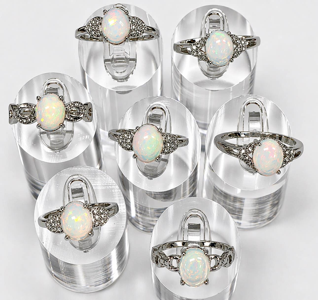Natural Opal Stainless Steel Rings 7x9mm