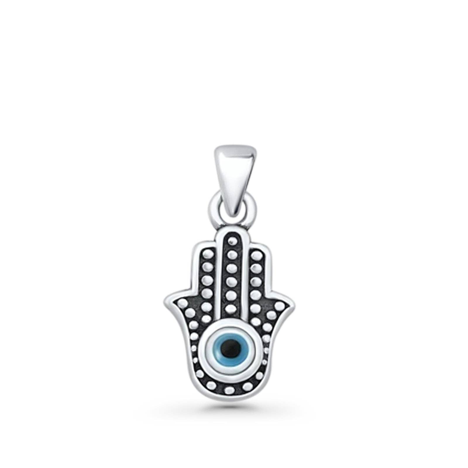 Hand Of Hamsa & Evil Eye Oxidized Pendant