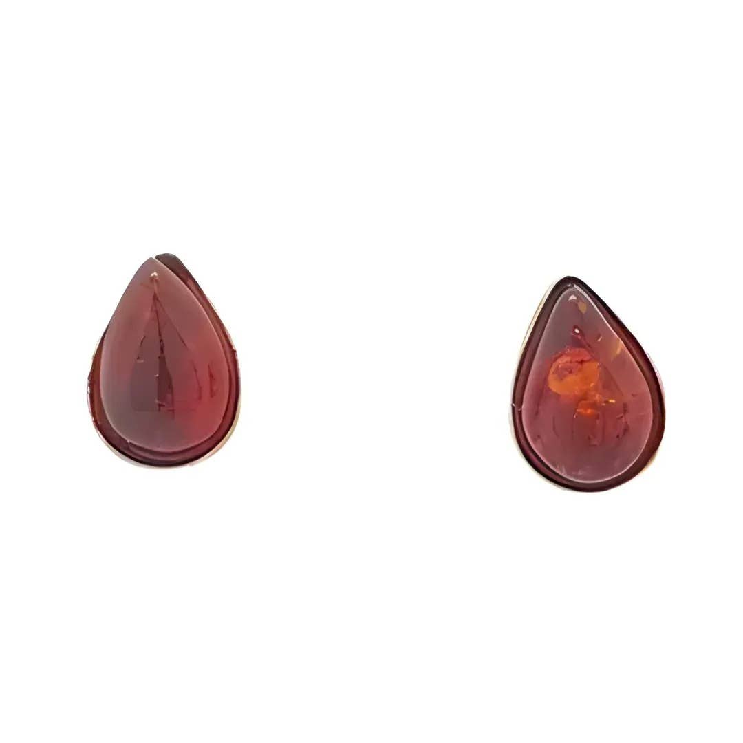 Cognac Amber Sterling Silver Stud Earrings