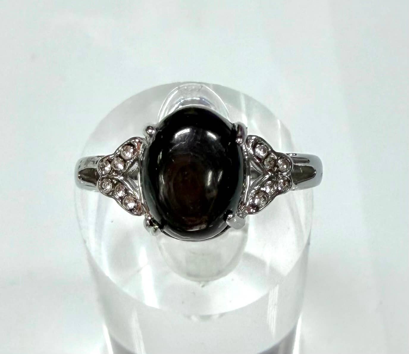 Natural Hyperthene Stainless Steel Rings 8x10mm