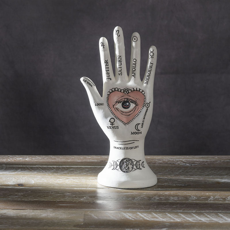 Palmistry Hand with Heart Statue