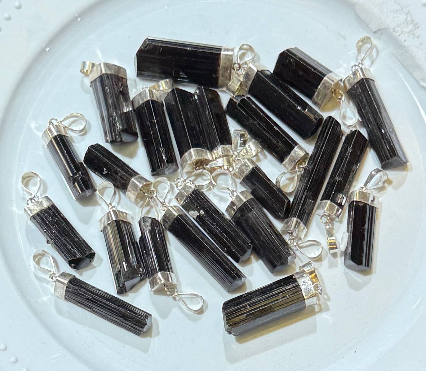 BLACK TOURMALINE PENDANTS WITH STERLING SILVER