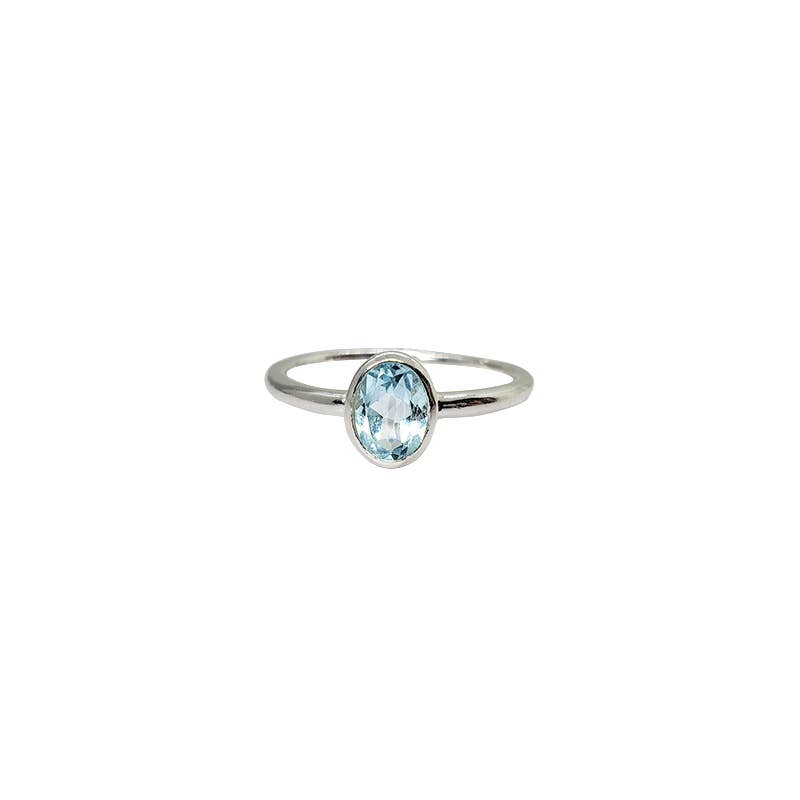Blue Topaz Stone Sterling Silver Ring