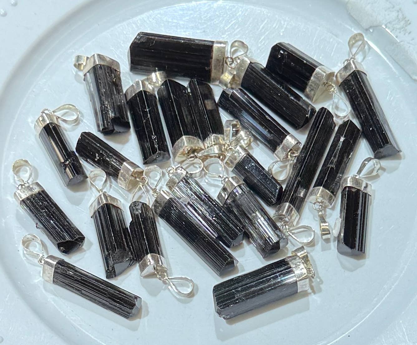 BLACK TOURMALINE PENDANTS WITH STERLING SILVER
