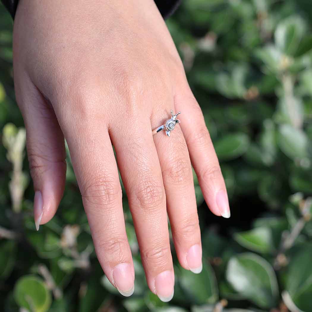 Sterling Silver Tiny Snail Ring