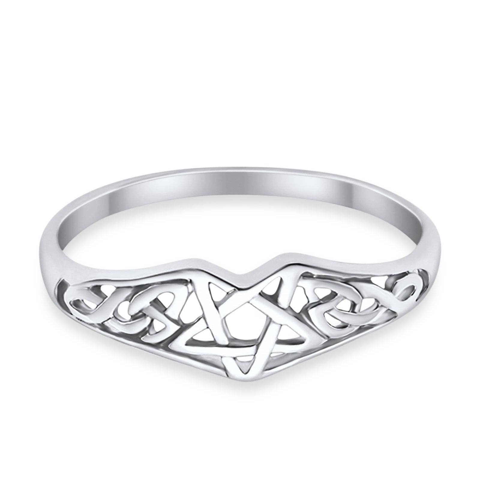 Pentagram Star Celtic Filigree Design Silver Ring