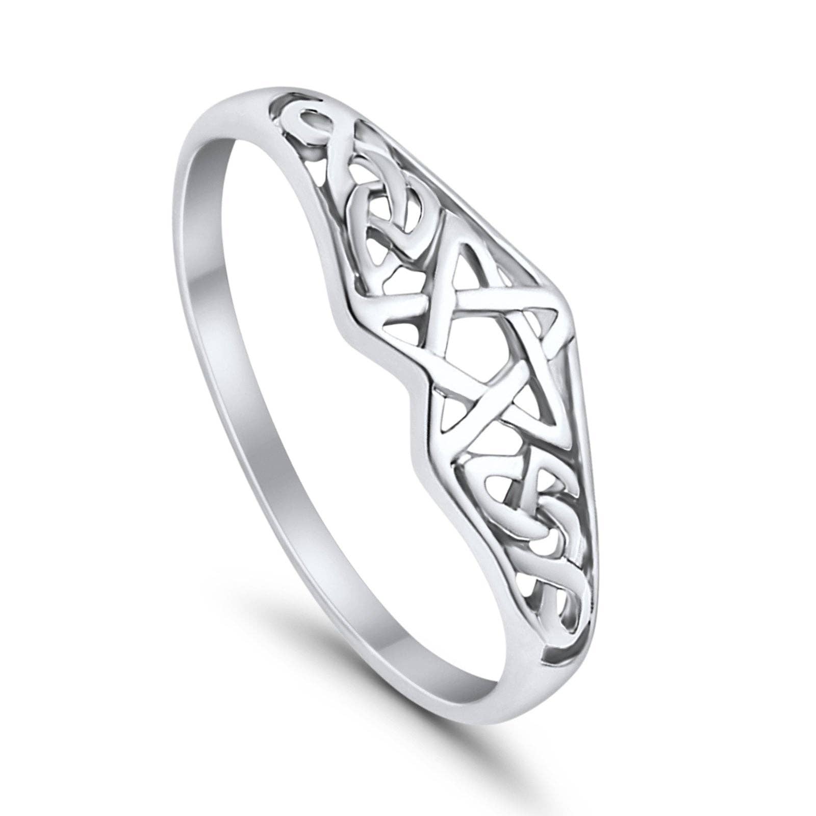 Pentagram Star Celtic Filigree Design Silver Ring