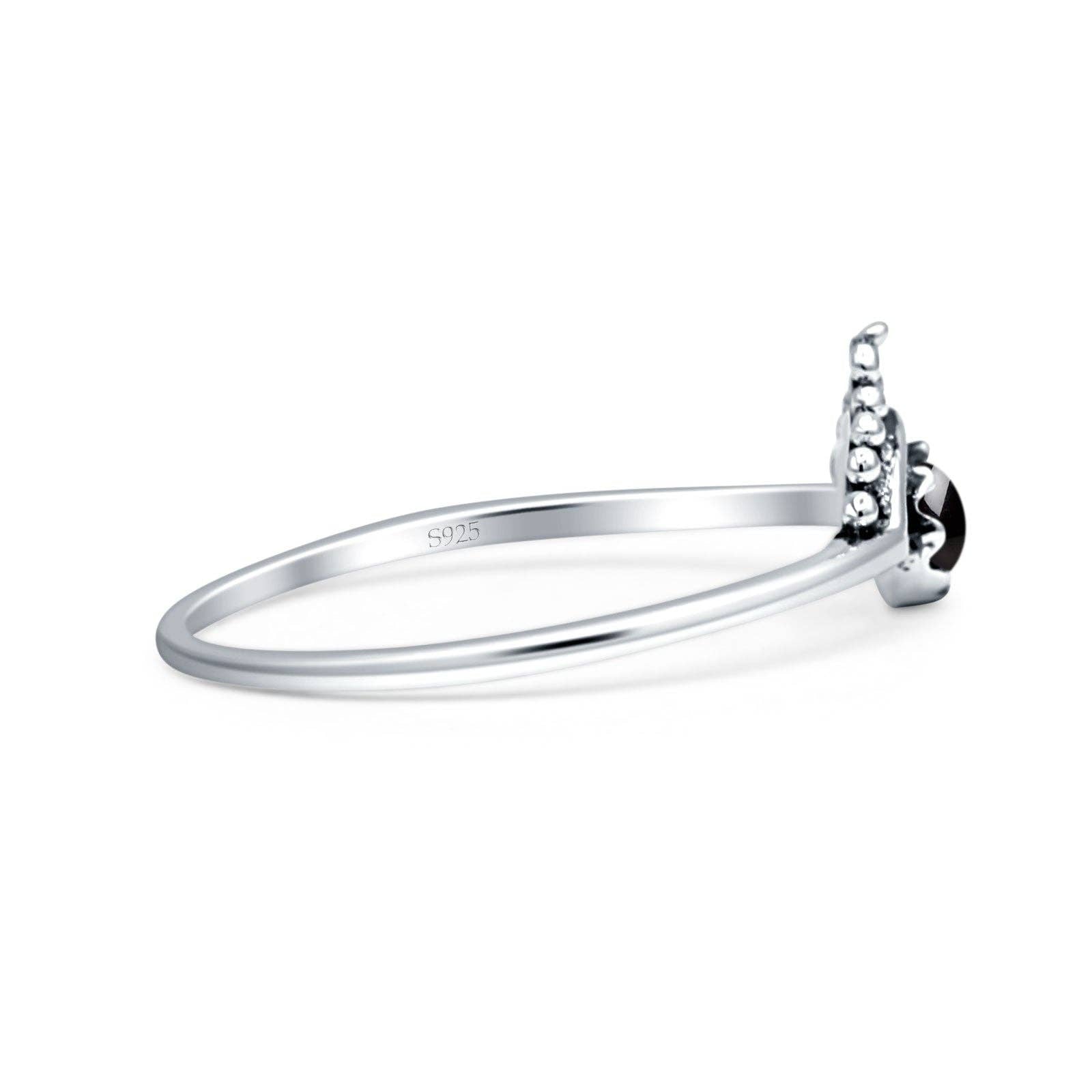Round Black Onyx Bali Ring Oxidized