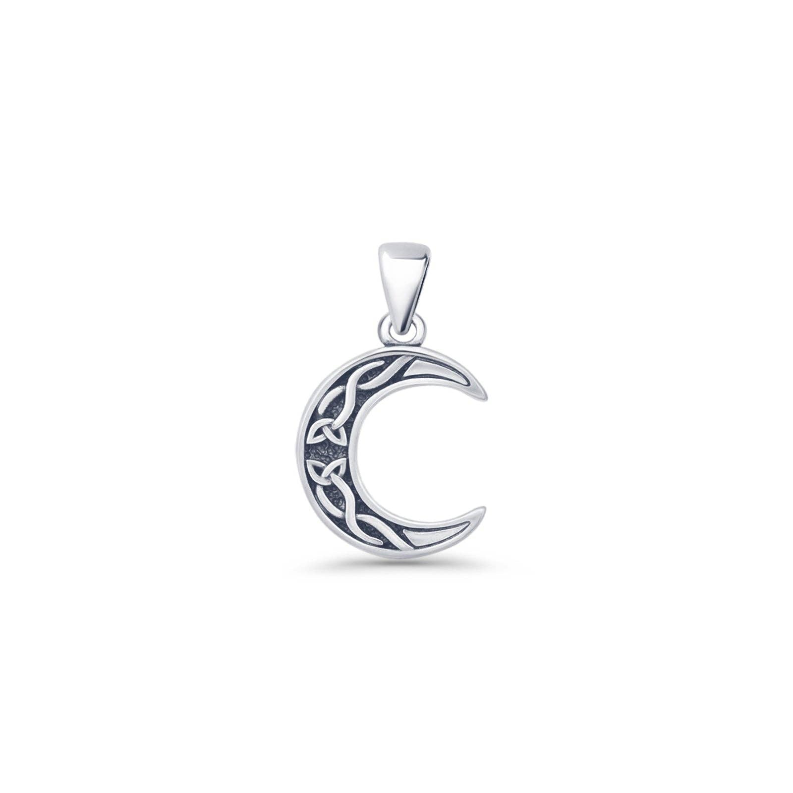 Celtic Moon Charm Oxidized Pendant