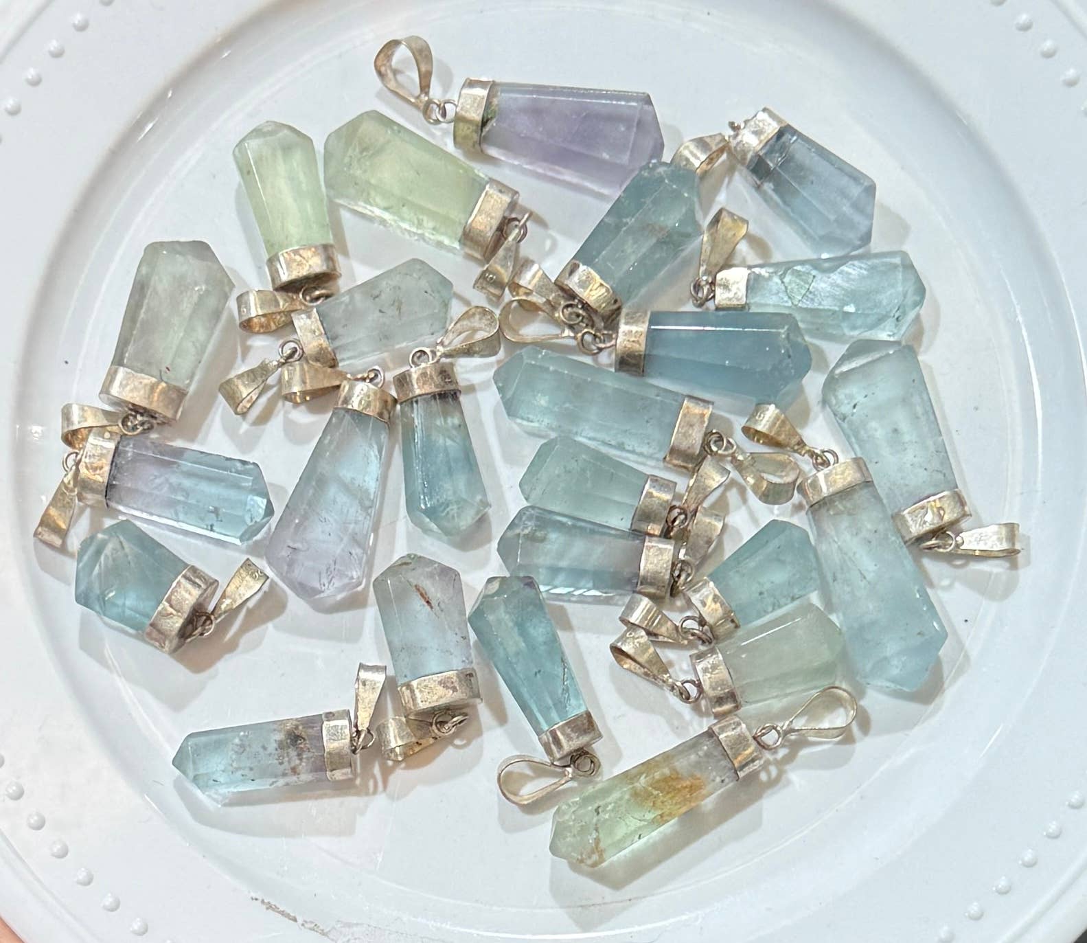 Fluorite Point Pendant with Sterling Silver Cap