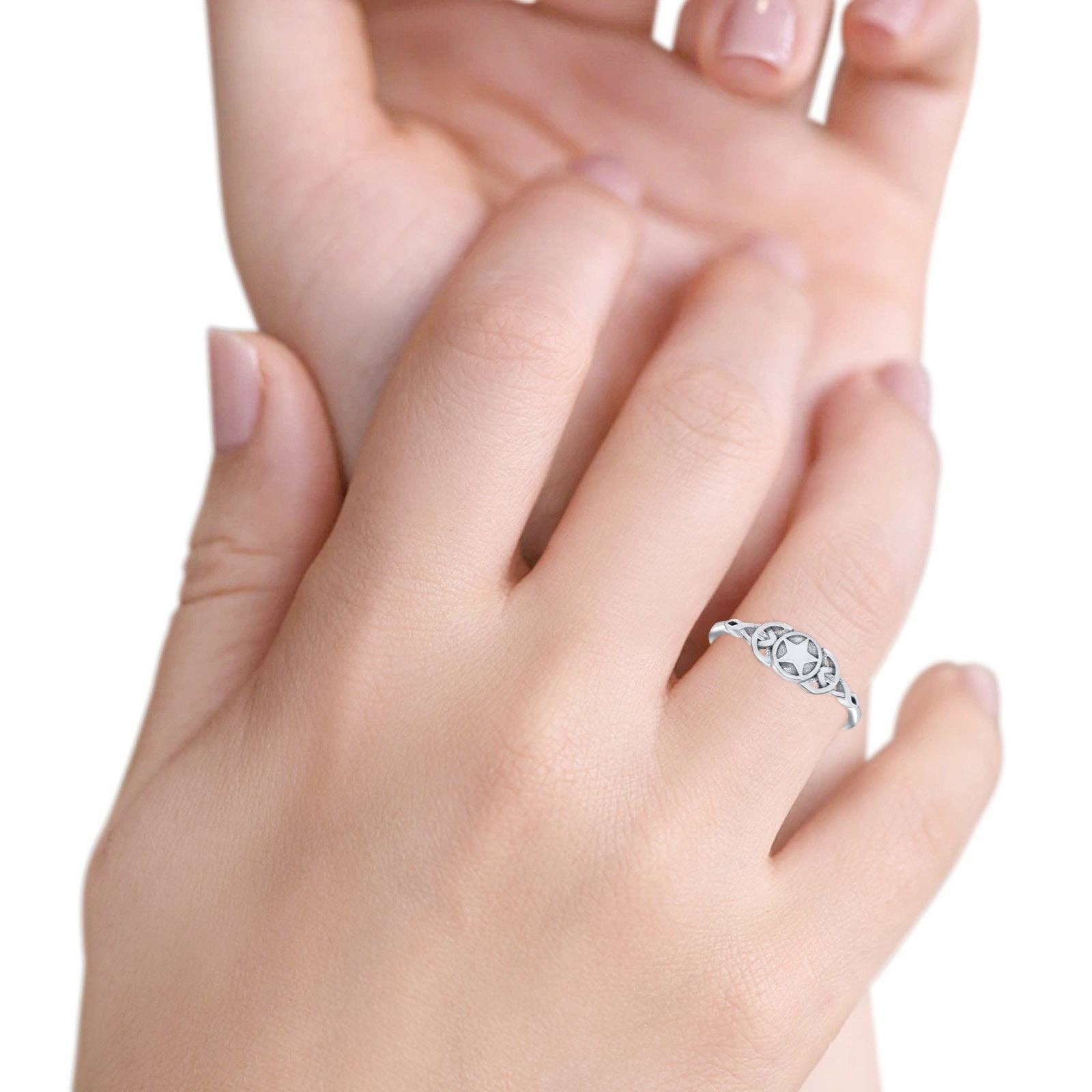 Infinity Pentagram Star Oxidized Ring Sterling Silver