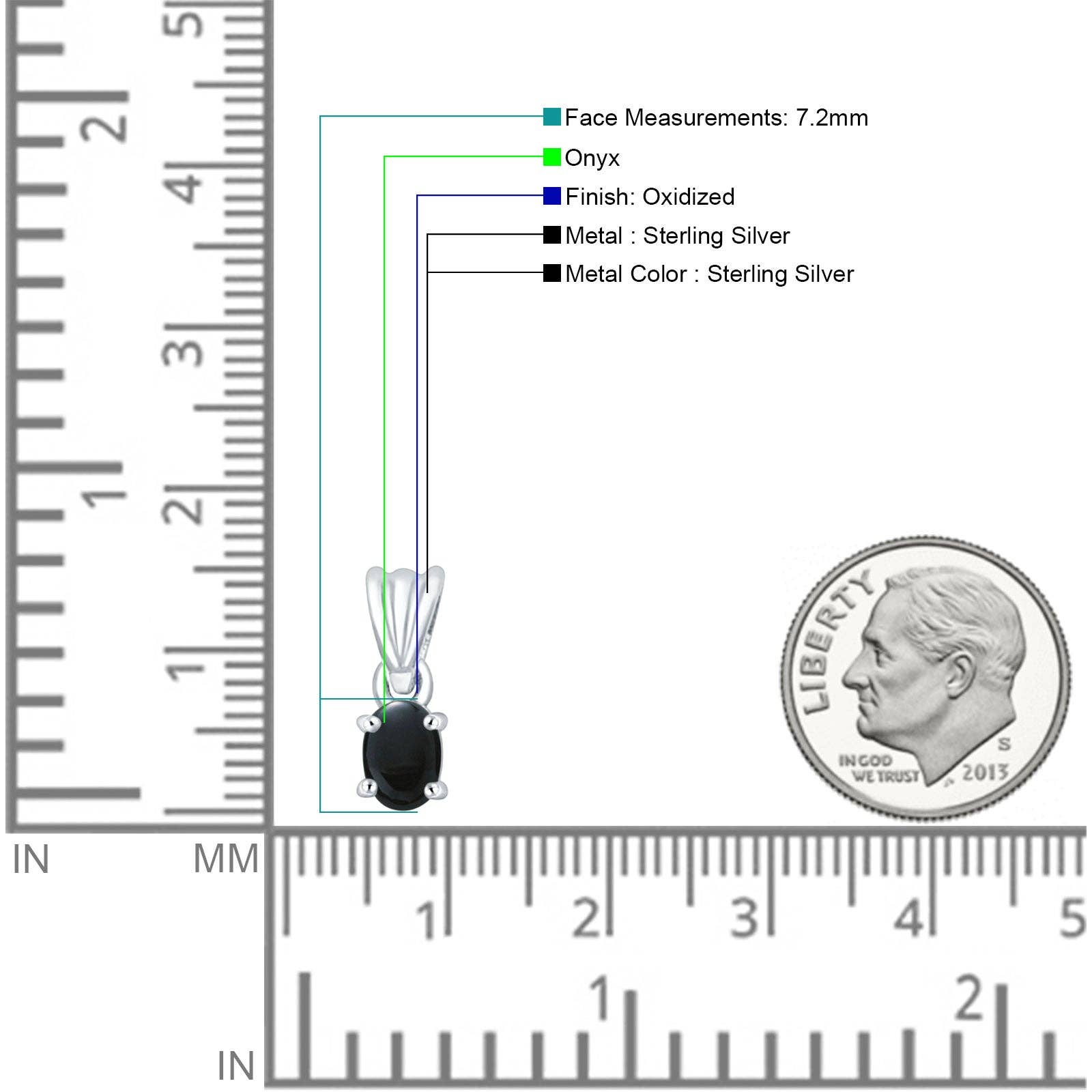 Oval Black Onyx Solitaire Pendant Oxidized