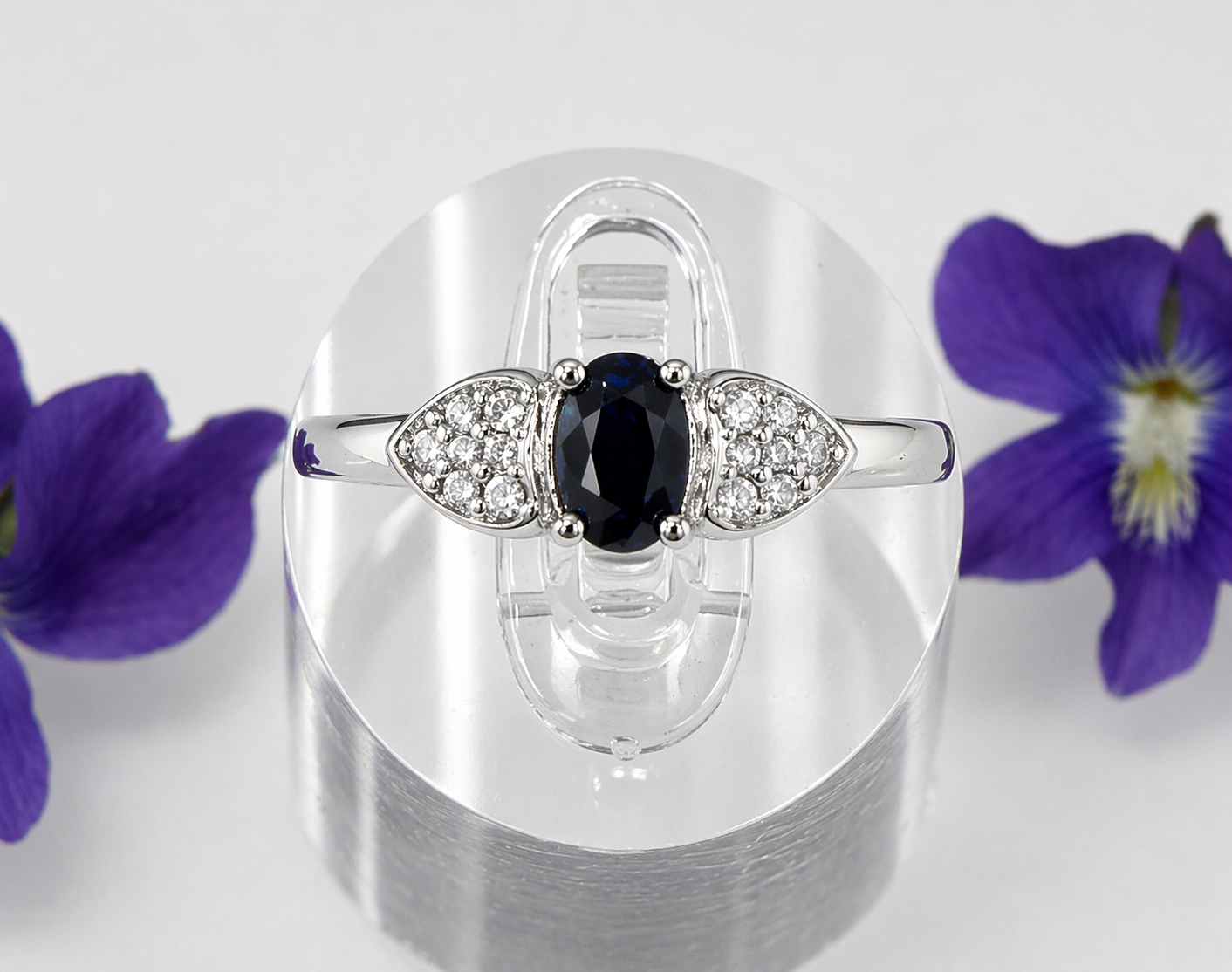 Faceted Natural Sapphire Stainless Steel Rings 4x6mm