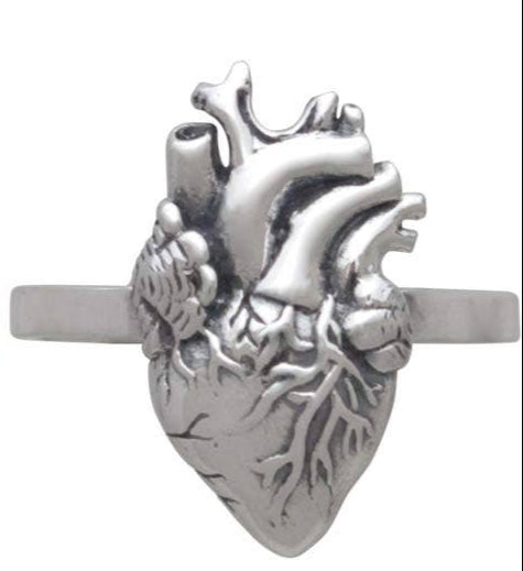 Anatomical Heart Ring Sterling Silver