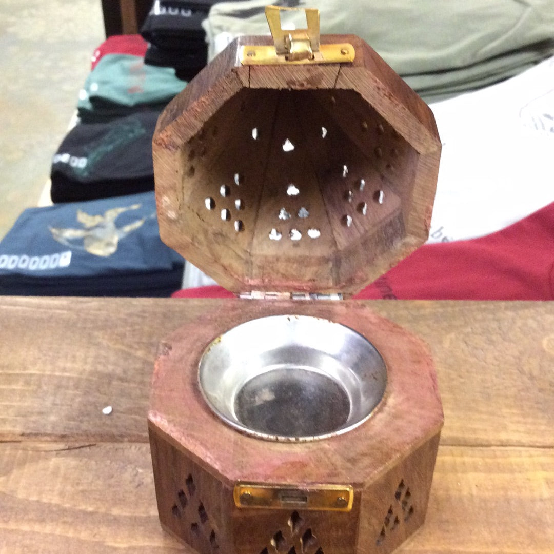 Wooden Octagon Temple Charcoal / Cone Burner Temple