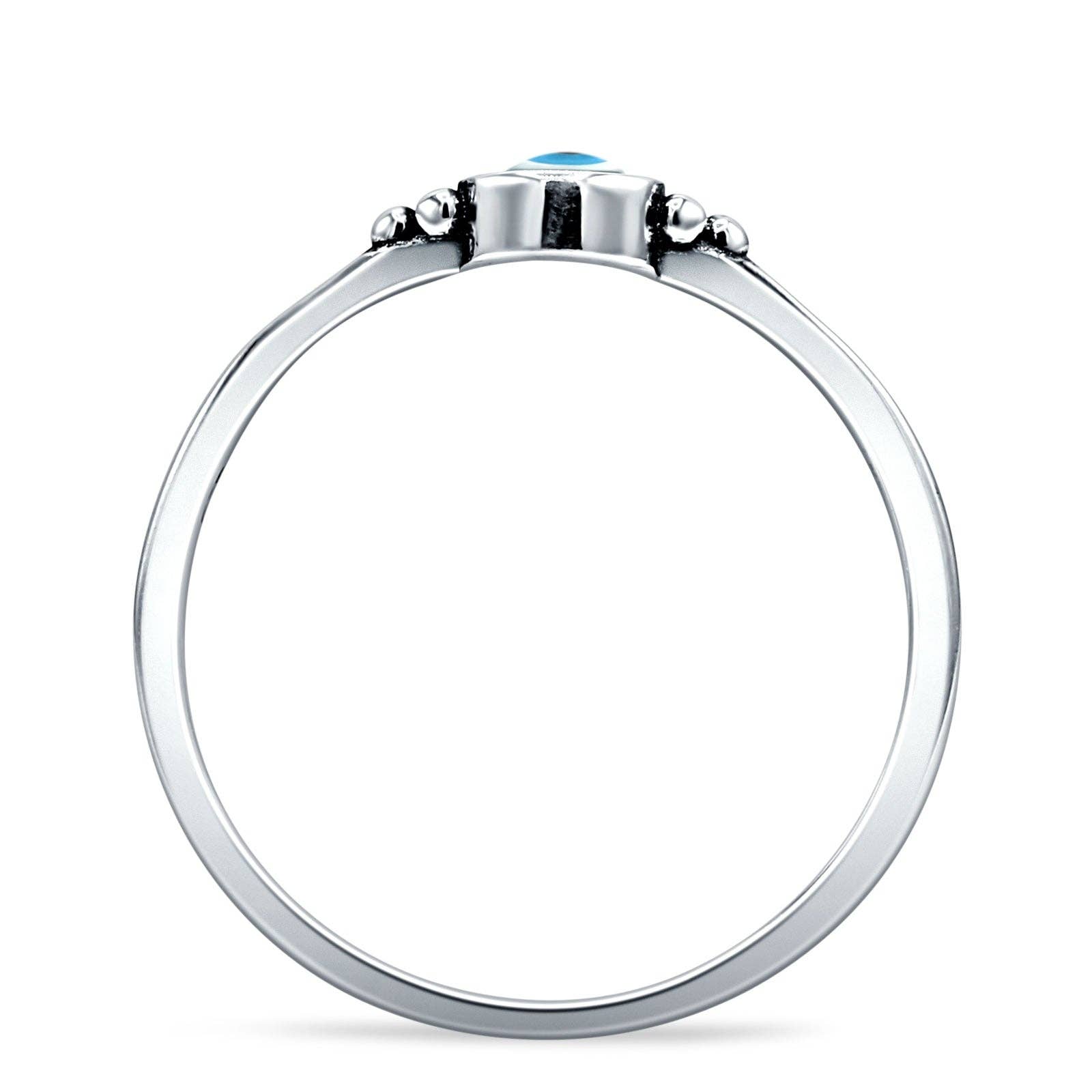 Mother Of Pearl Evil Eye Sterling Silver Ring