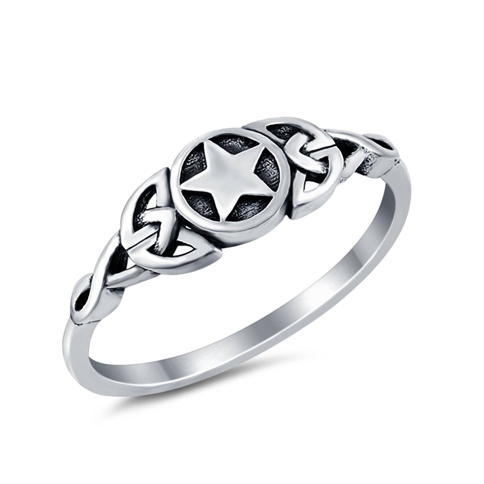 Infinity Pentagram Star Oxidized Ring Sterling Silver