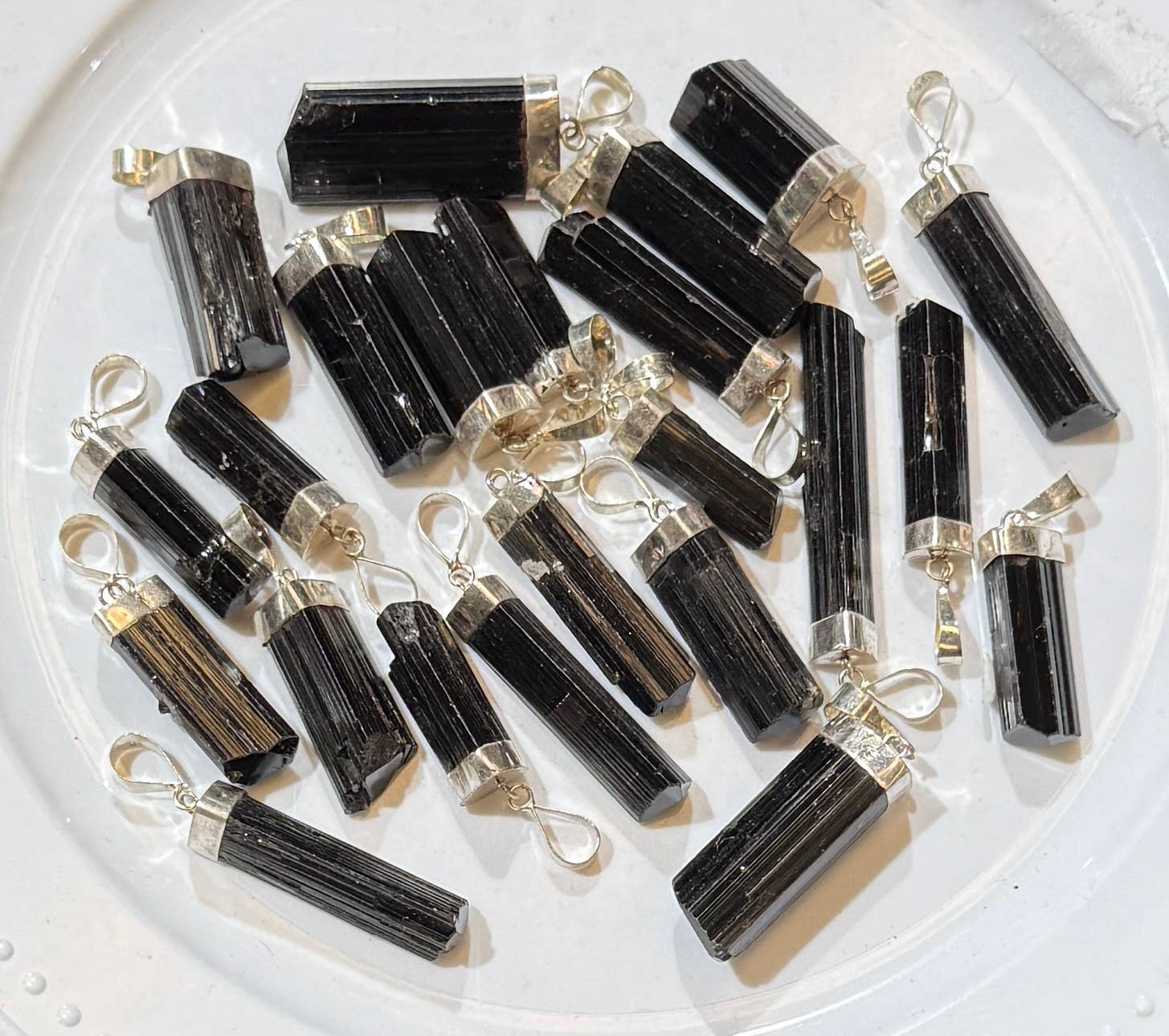 BLACK TOURMALINE PENDANTS WITH STERLING SILVER