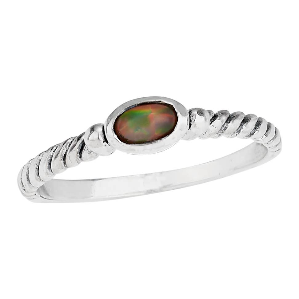Opal and a Twist Sterling Silver Ring