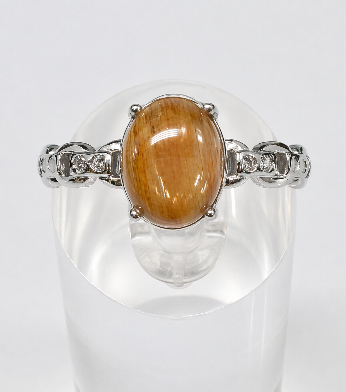 Natural Black Moonstone Stainless Steel Rings 8x10mm