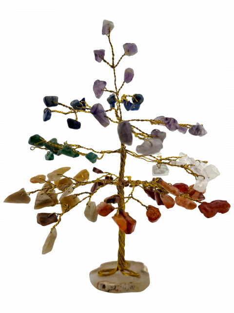 5" Crystal Chip Tree on Agate Slice