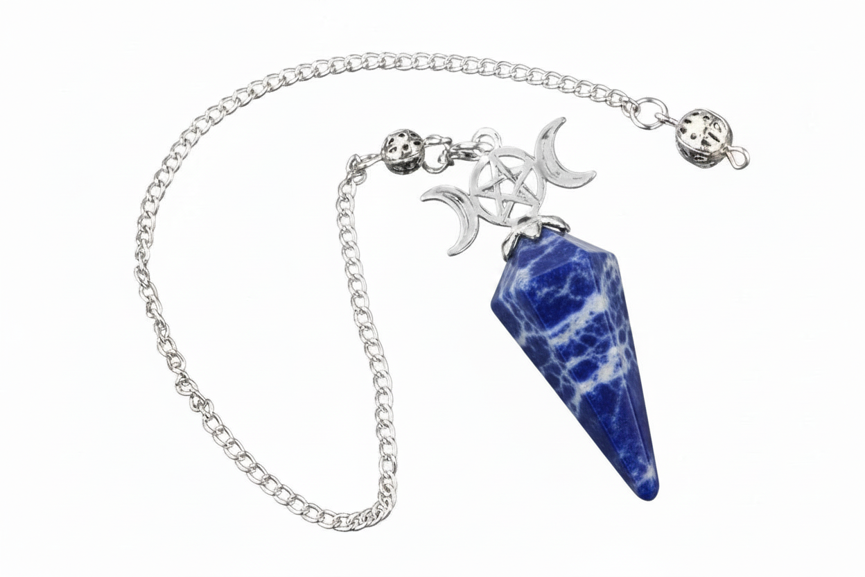 Faceted Crystal Pendulum with Triple Moon