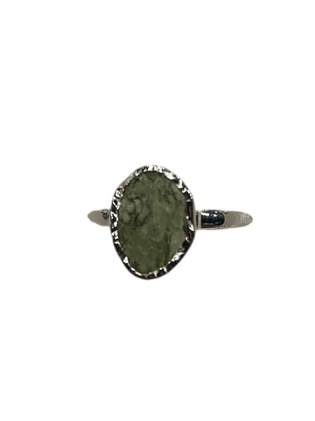 Moldavite Sterling Silver Ring