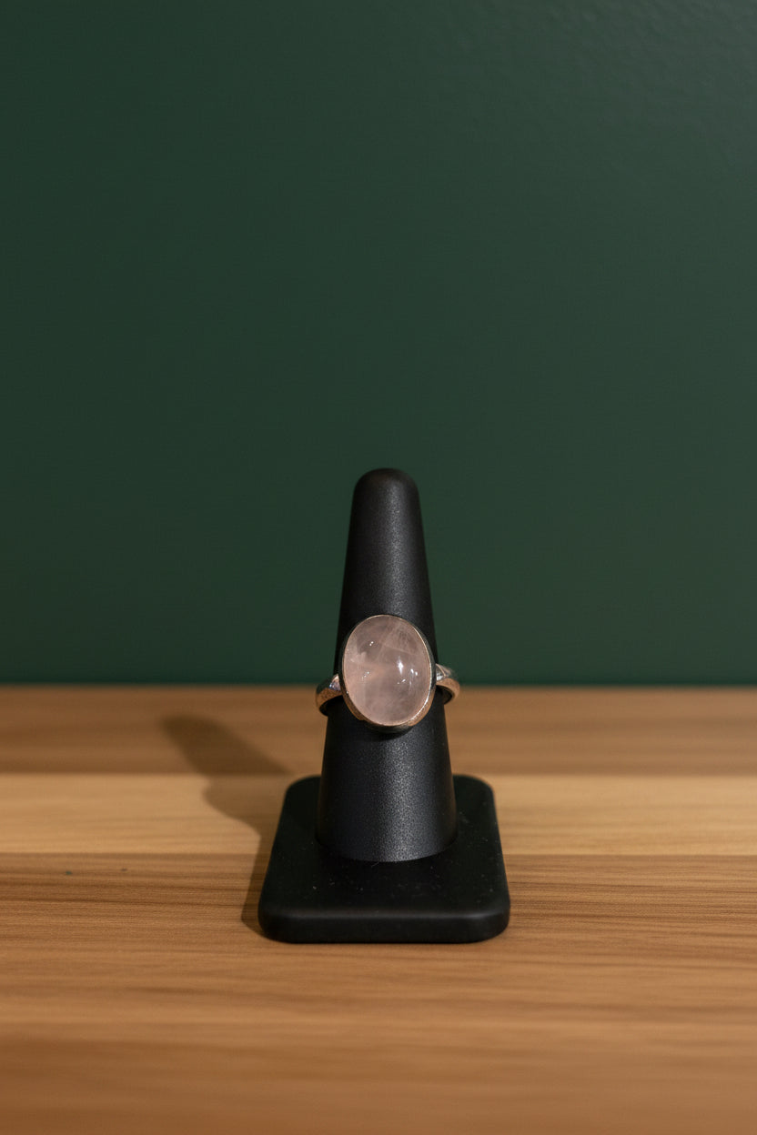Rose Quartz Sterling Silver Ring Size 11