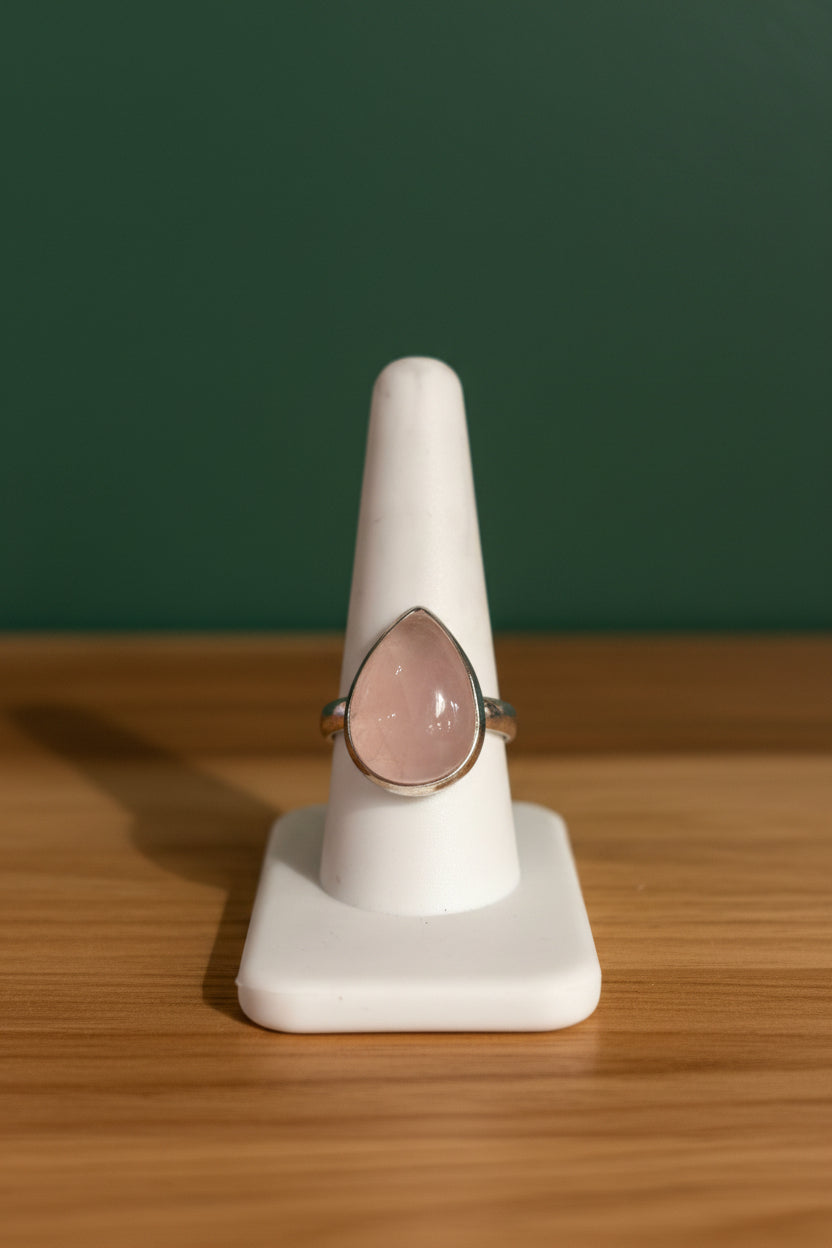 Rose Quartz Sterling Silver Ring Size 11