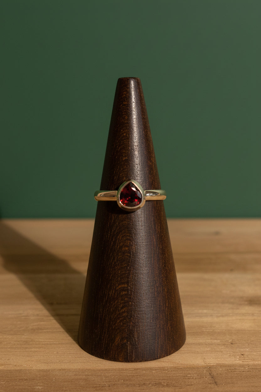 Faceted Garnet Sterling Silver Ring Size 6