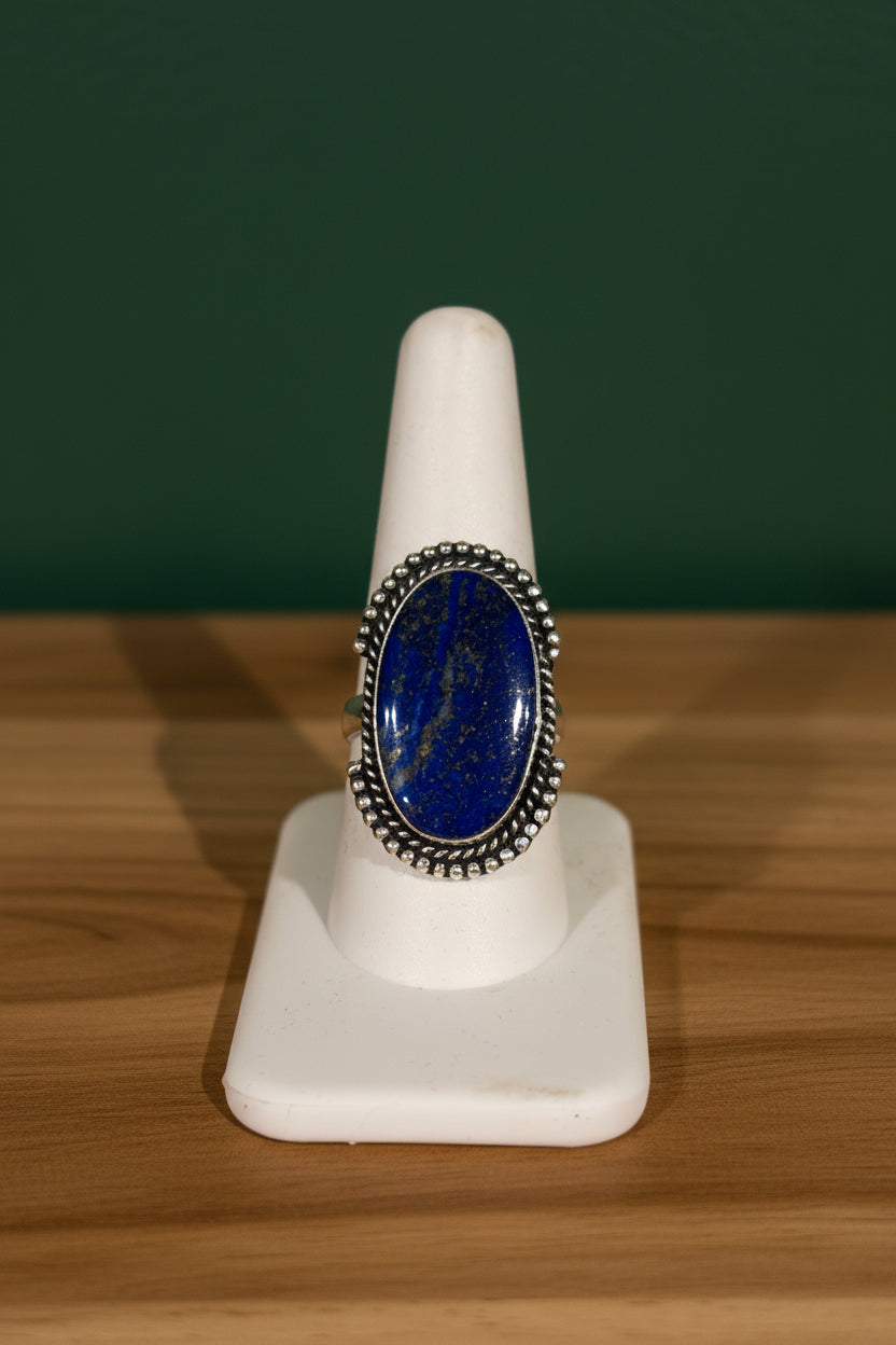 Lapis Lazuli Ring, size 9 – Silver-Plated over Brass