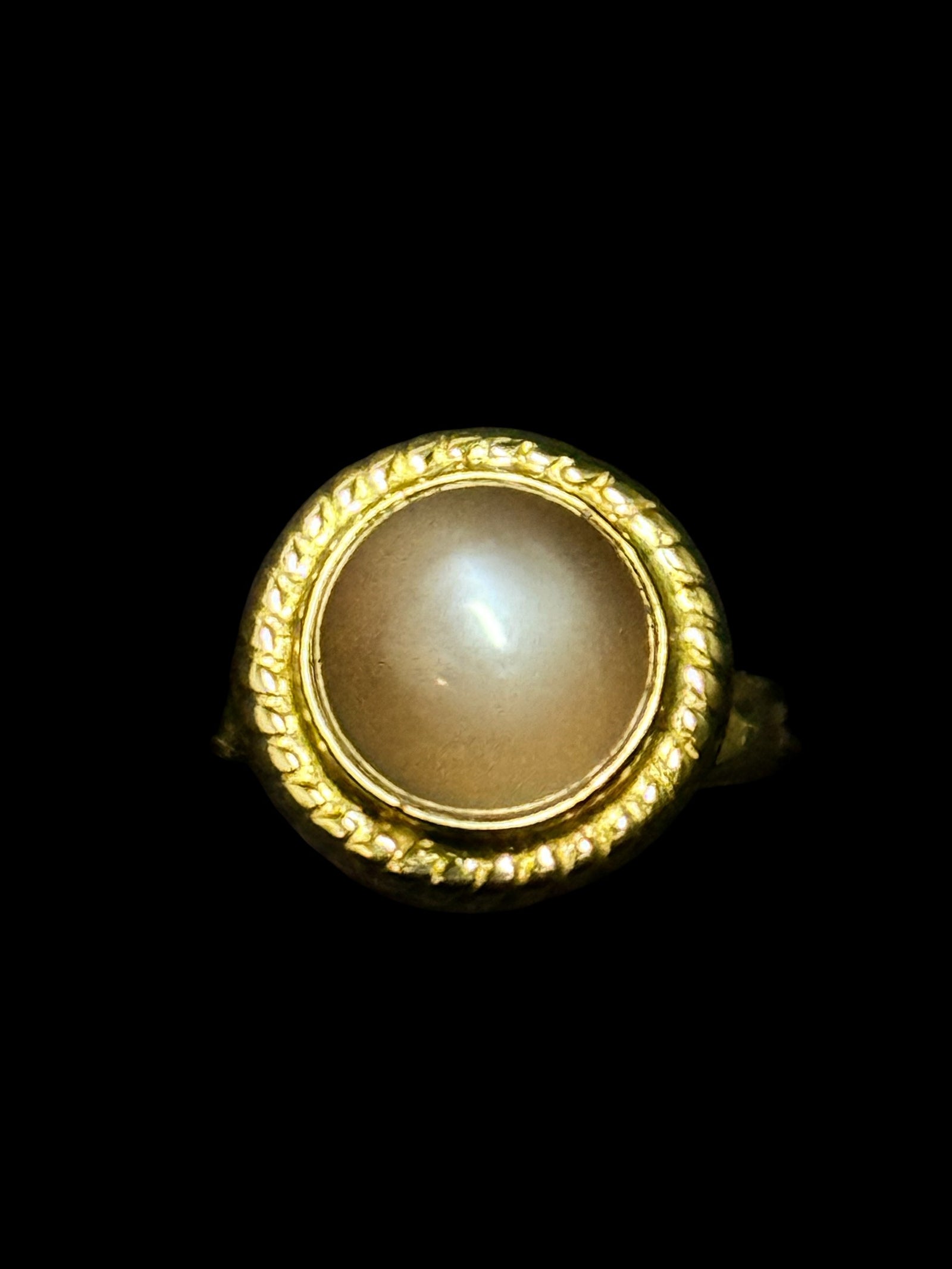 Black Moonstone  Alchemia Gold Ring Adjustable