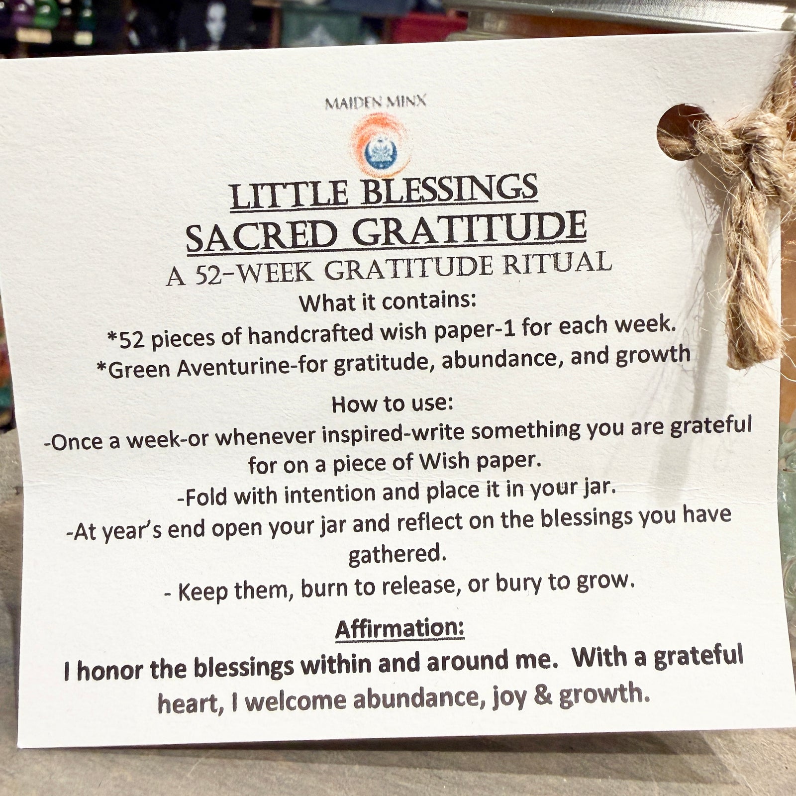 Little Blessings Sacred Gratitude Jar - by the Maiden Minx