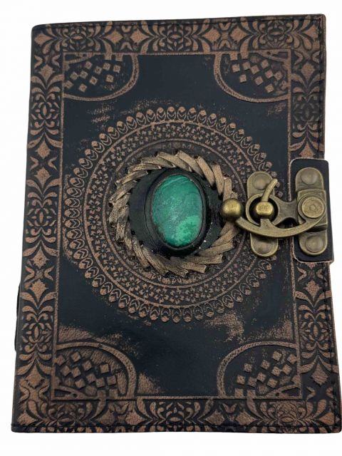 Mandala with Center Stone Leather Journal - Medium