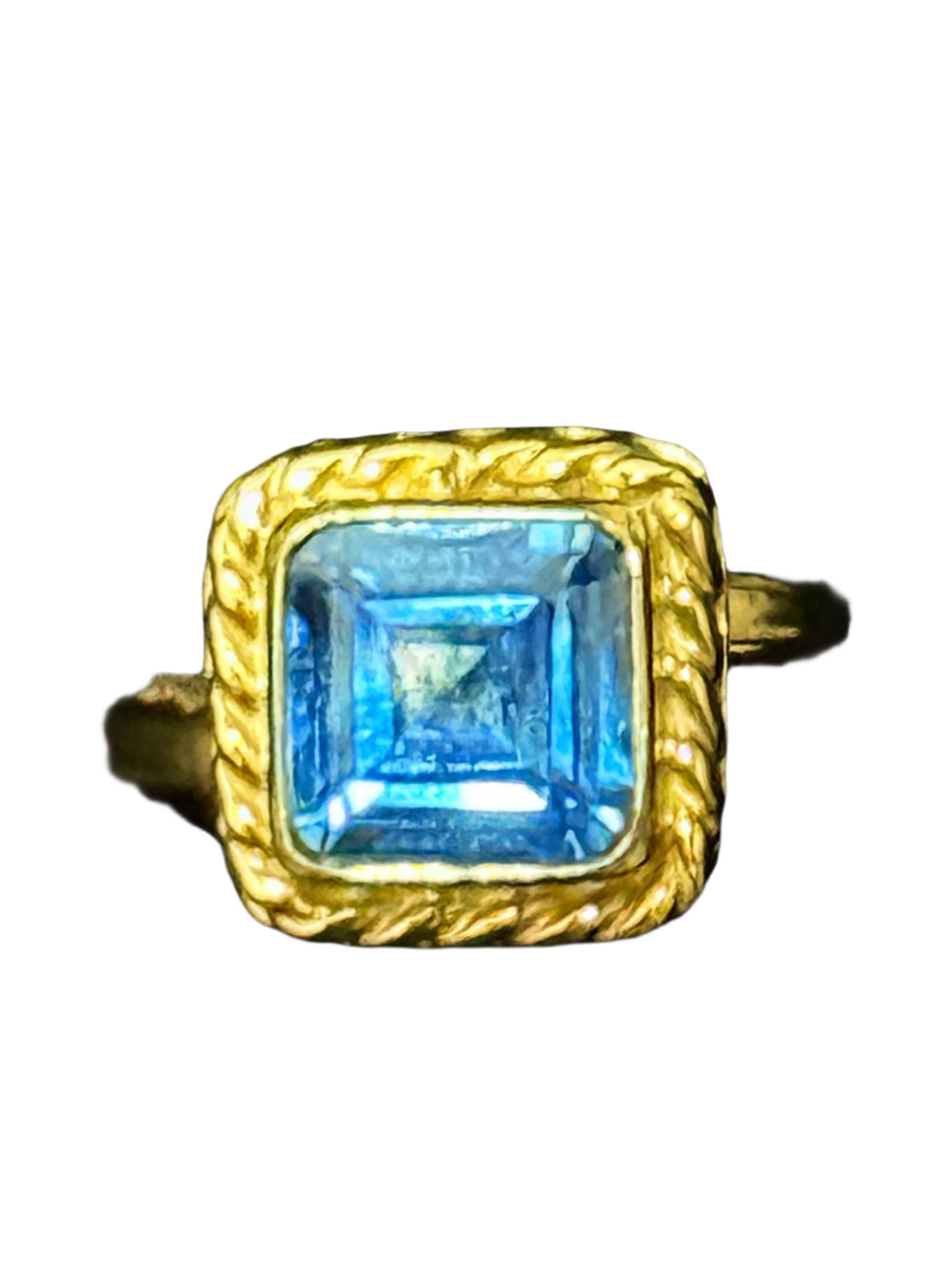 Blue Topaz Alchemia Gold Ring Adjustable