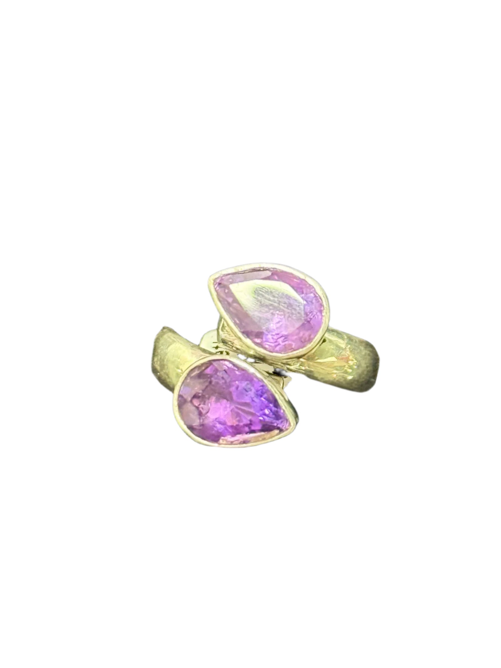 Double Amethyst Sterling Silver Ring  Adjustable