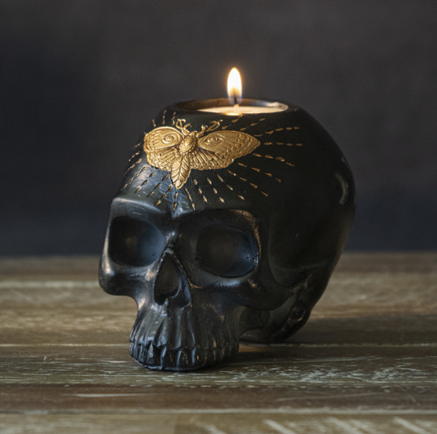 Black Skull Candle Holder