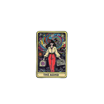 Card with a colorful design featuring a person labeled 'The ADHD' on a white background