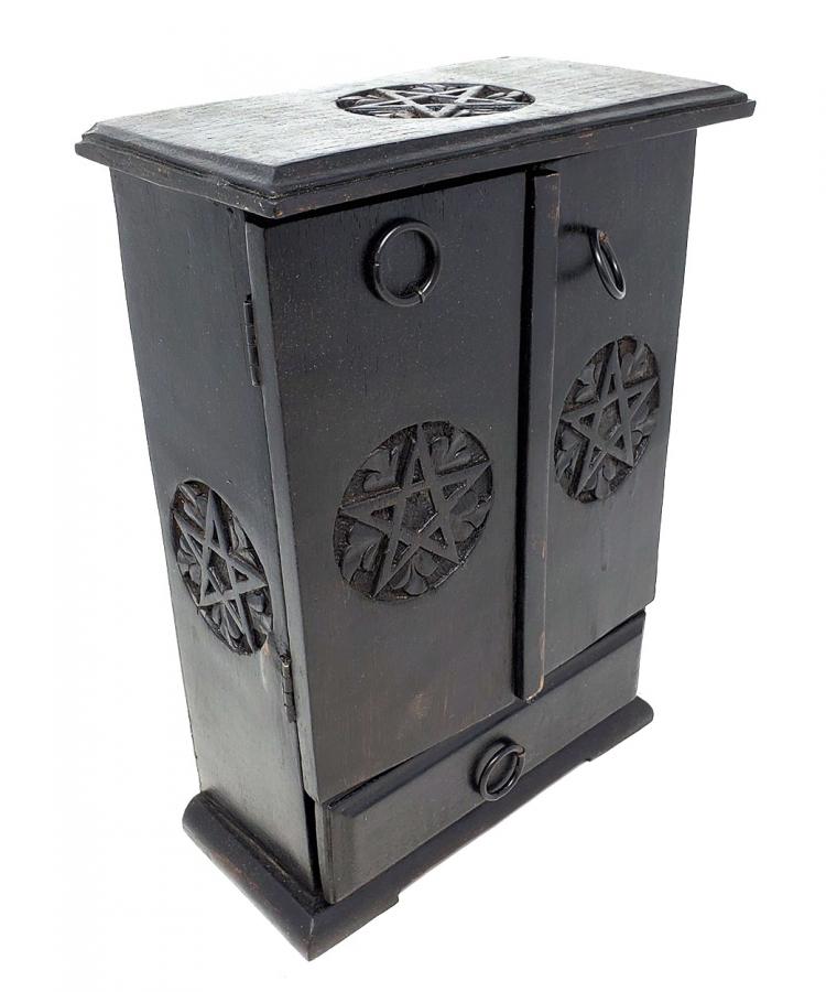 Pentagram Wooden Cupboard - Black