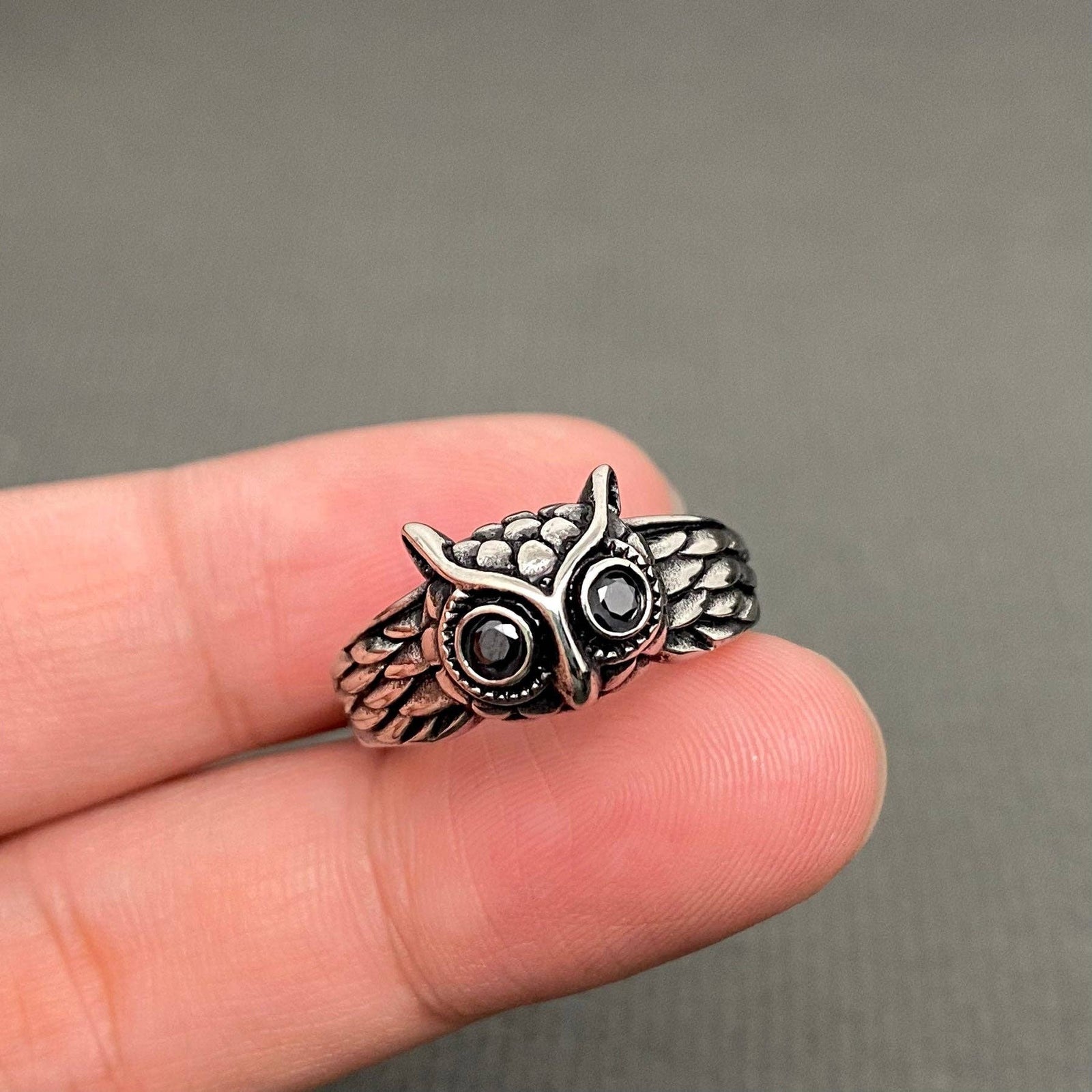 Stainless Steel Owl Ring