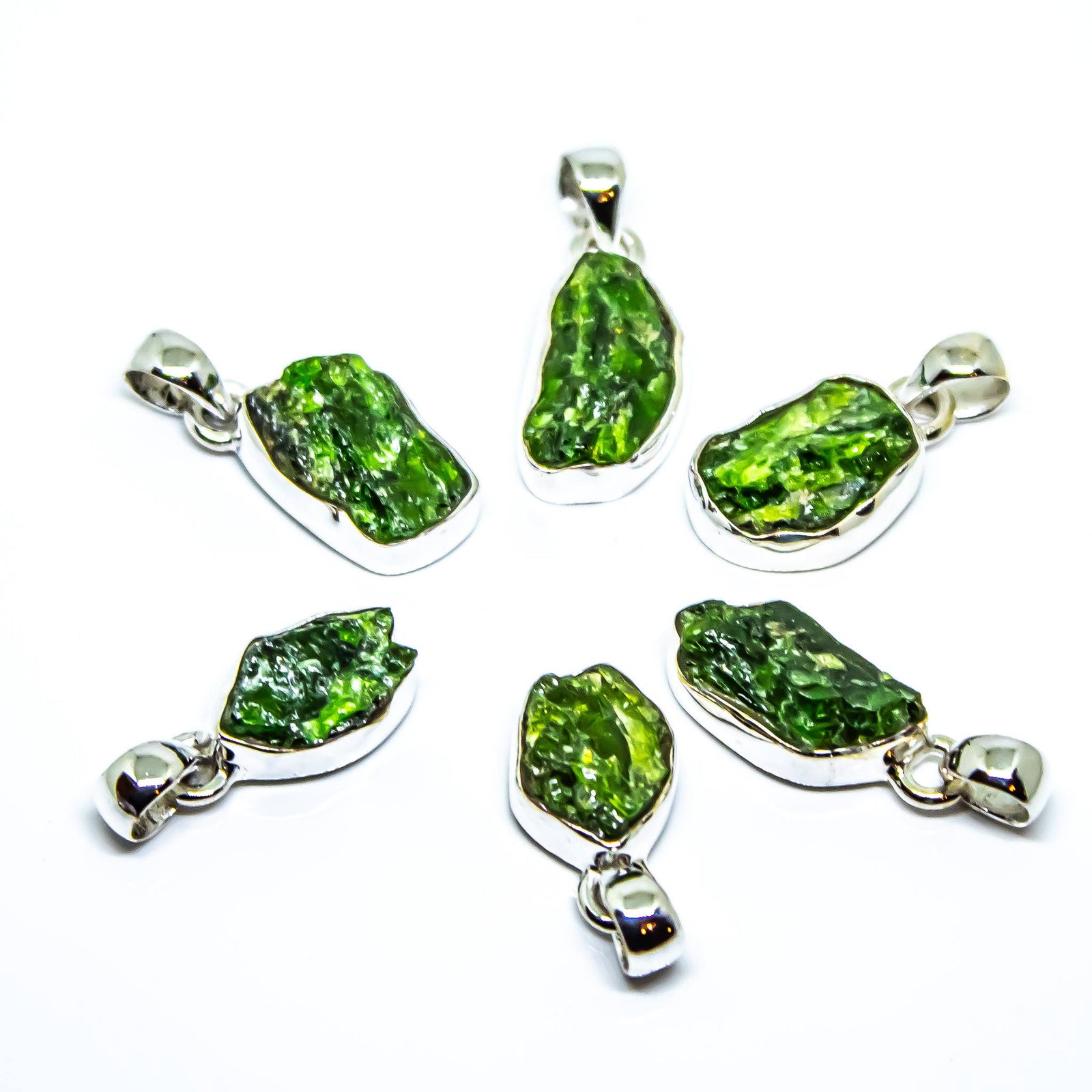 Green Tourmaline Freeform Sterling Silver Pendant