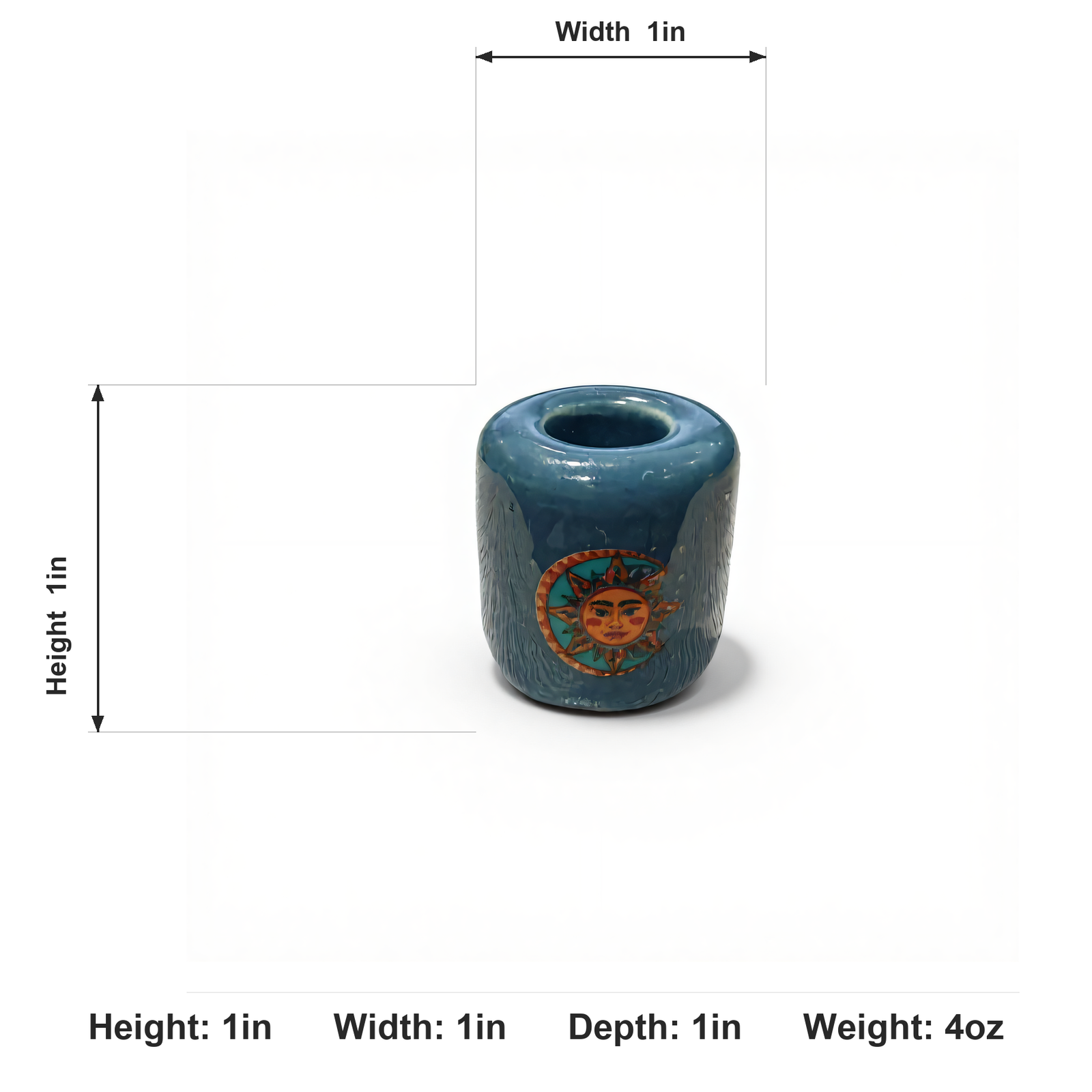 Ceramic Candle Holder Blue with Sun and Moon