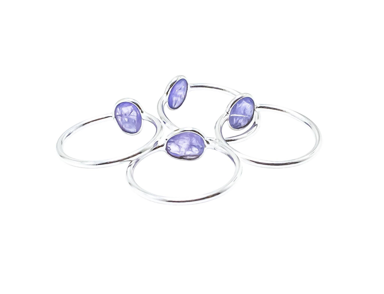Tanzanite Ring Sterling Silver Faceted abstract