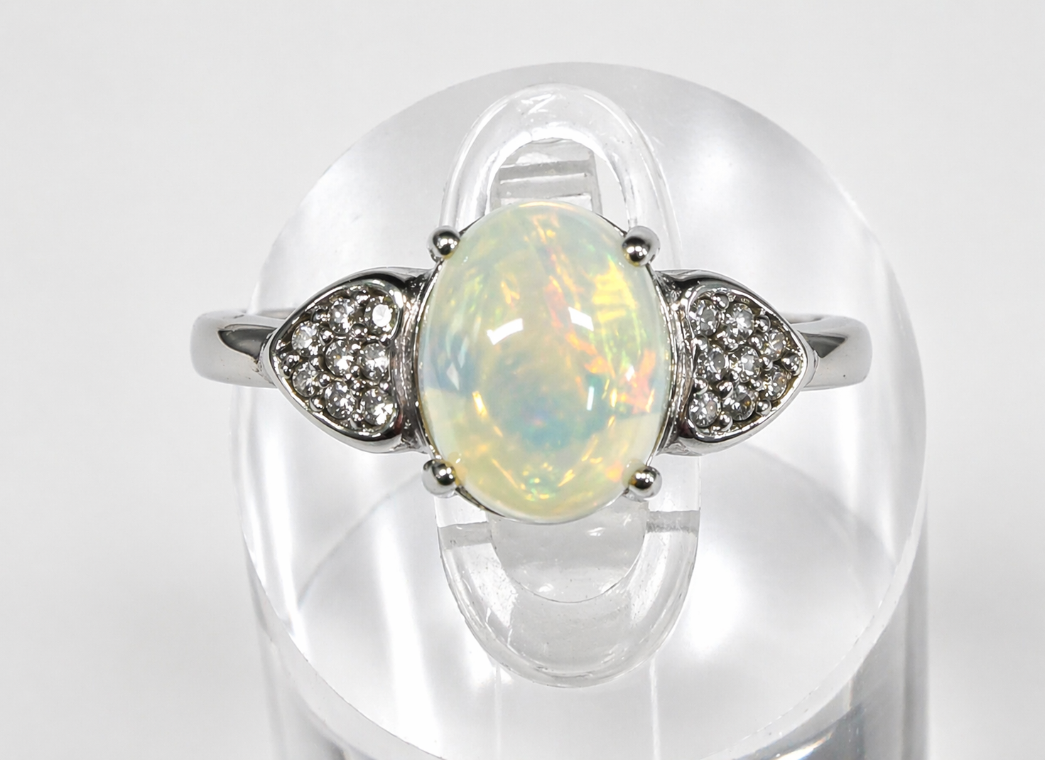 Natural Opal Stainless Steel Rings 7x9mm
