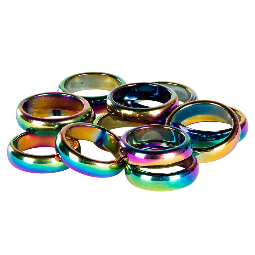 4MM RAINBOW HEMATITE RING