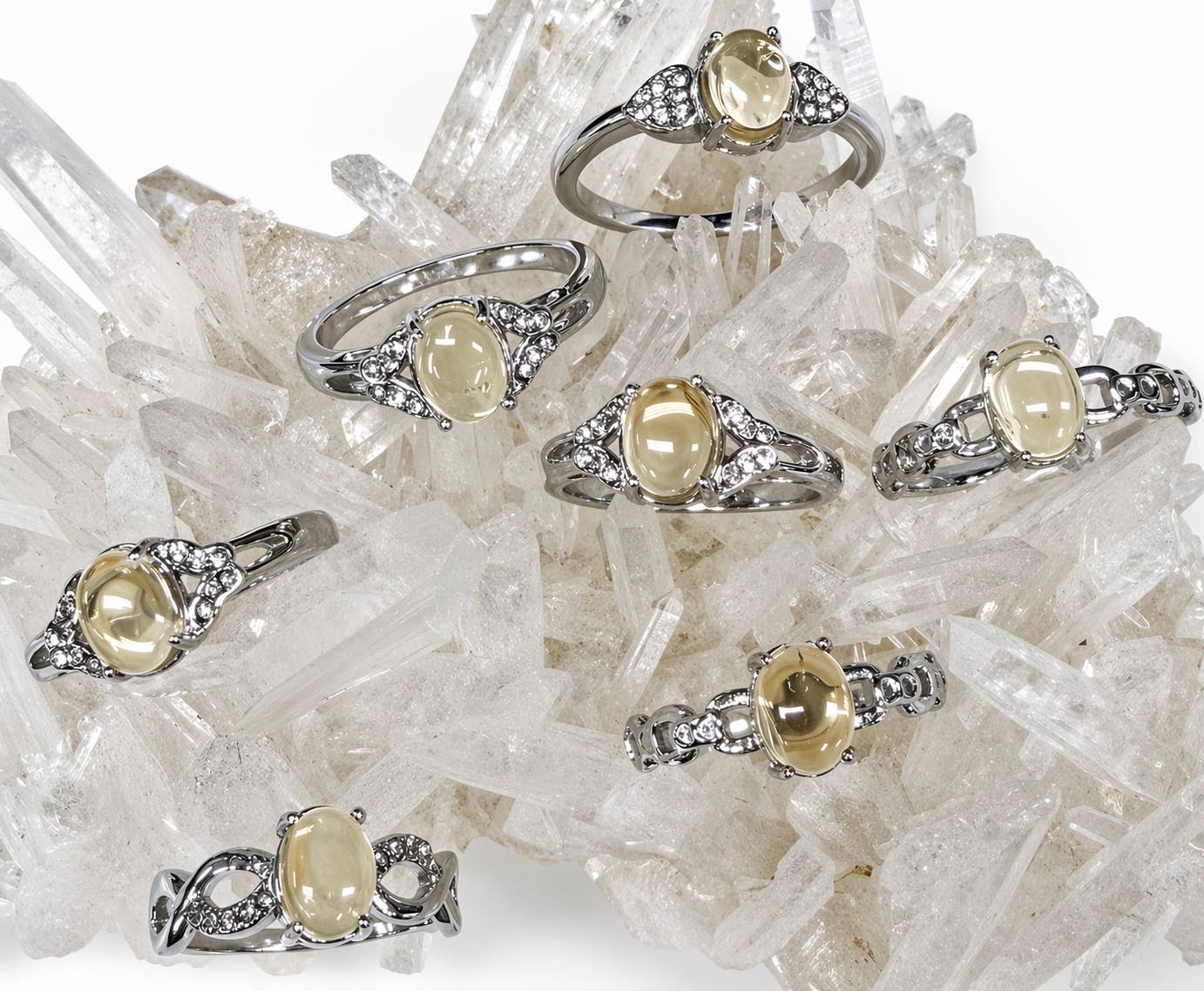 Citrine Stainless Steel Ring Crystals 5x7mm