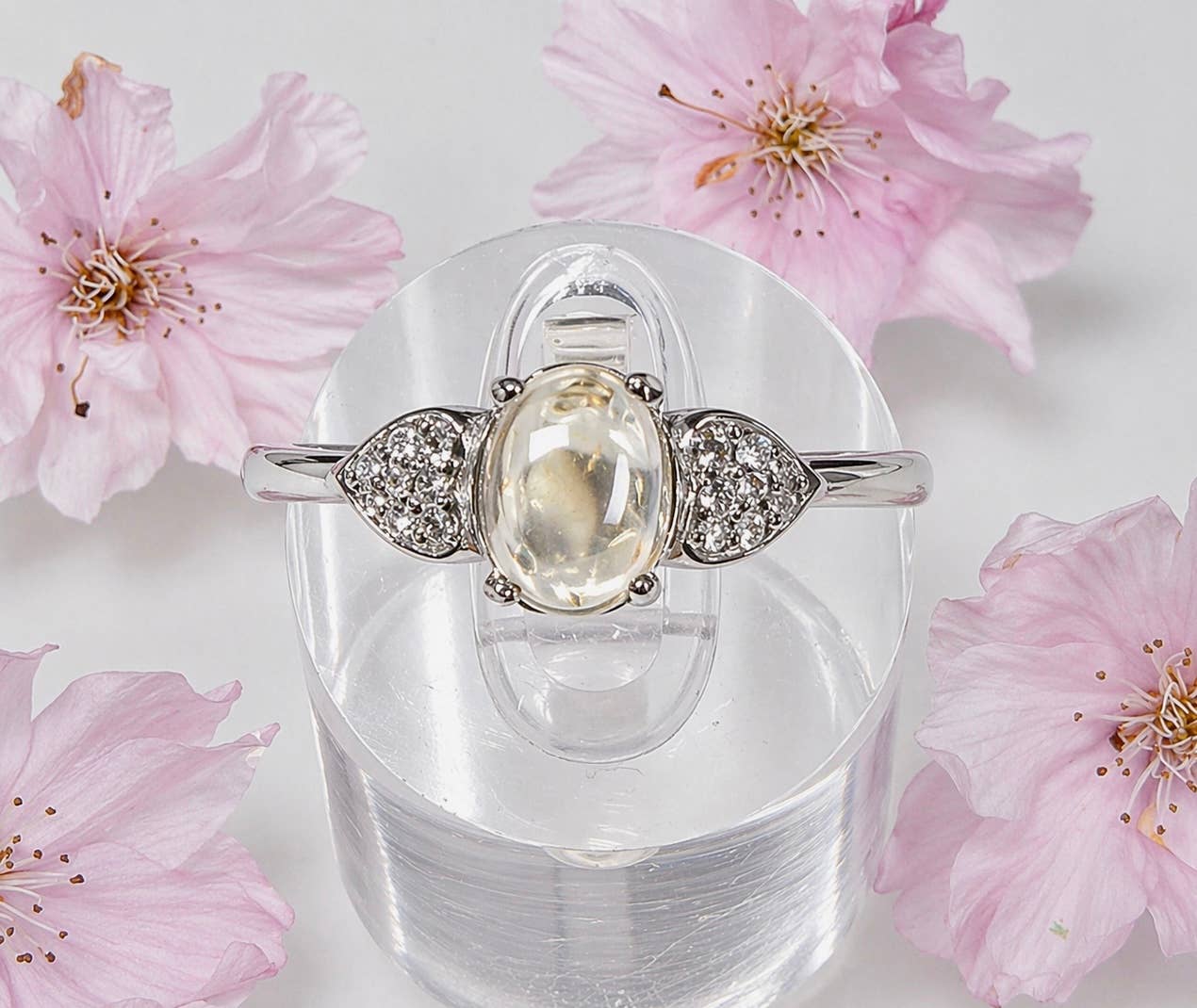 Citrine Stainless Steel Ring Crystals 5x7mm