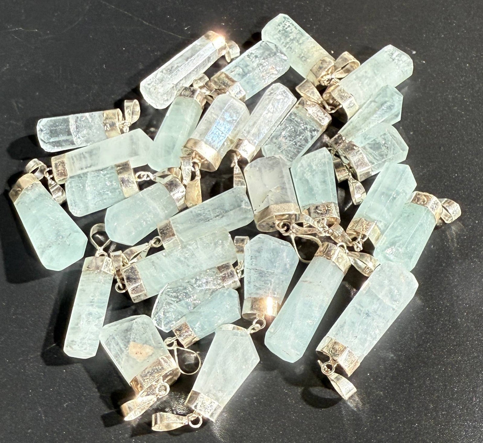 Aquamarine Pendant with Sterling Silver Cap