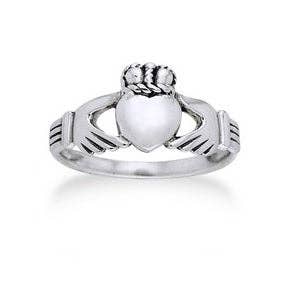 Classic Sterling Silver Celtic Claddagh Wedding Band Ring