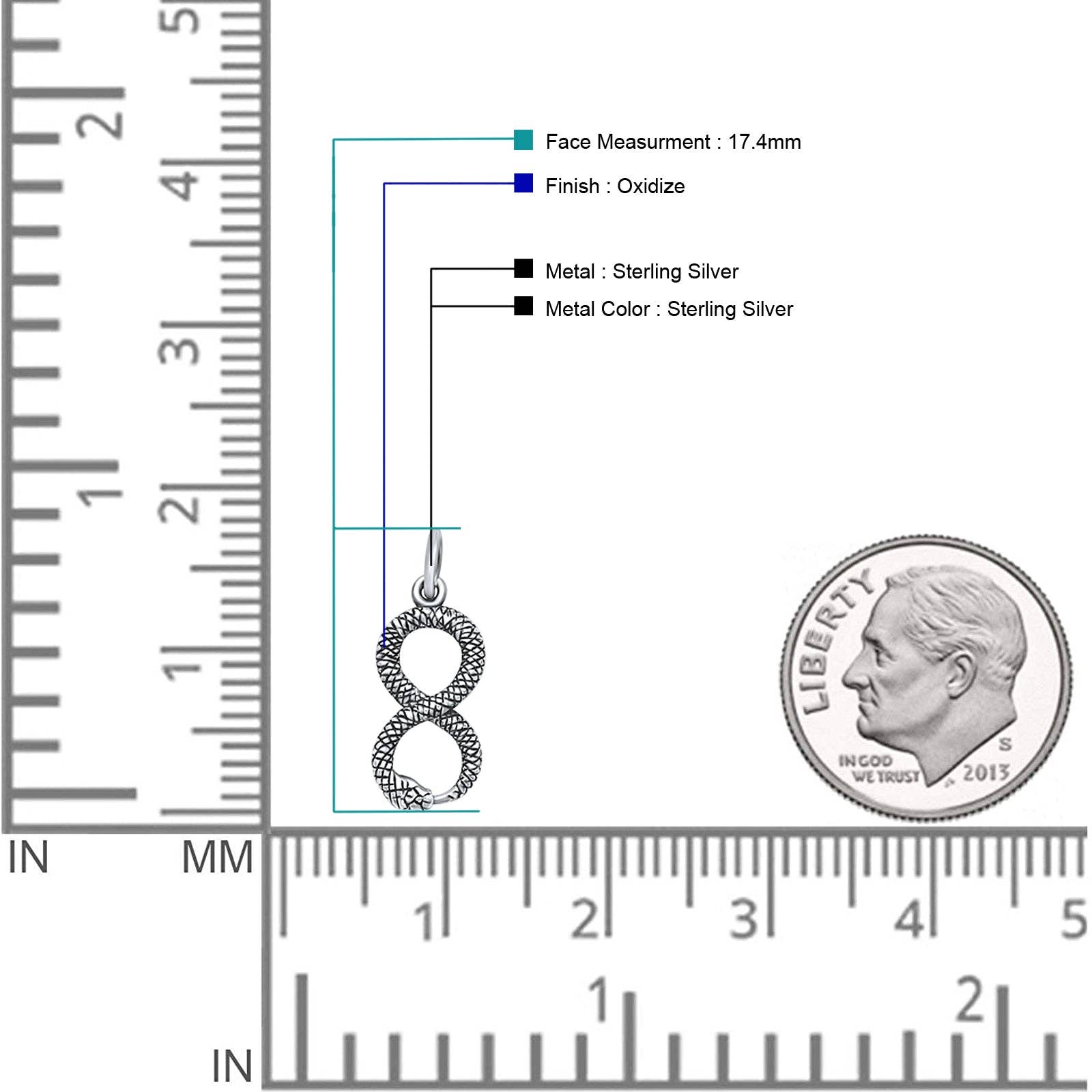 Infinity Snake Pendant Oxidized 925 Sterling Silver